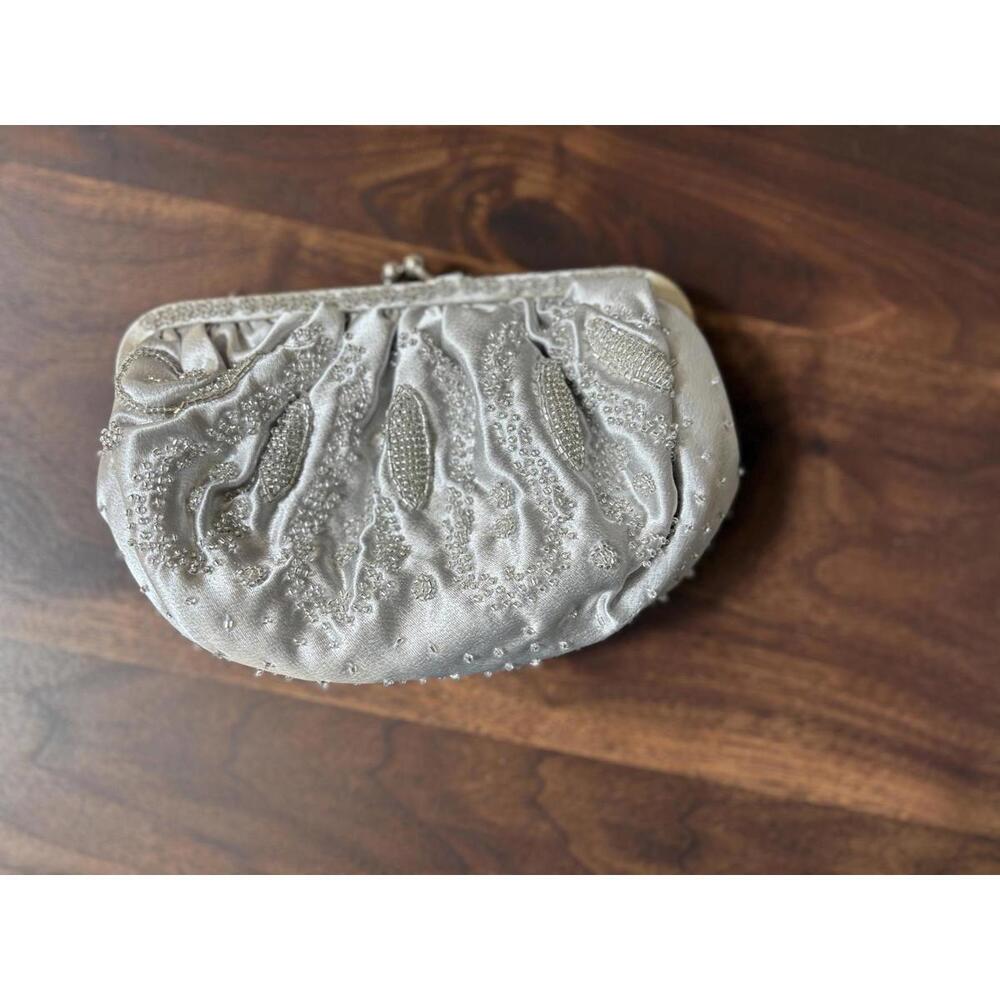 Vintage La Regale Beaded Silver Clutch